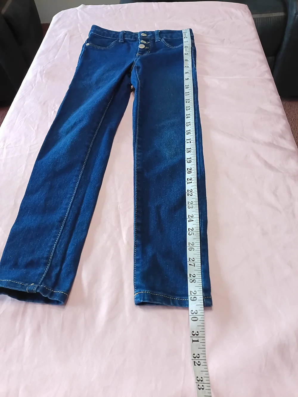 Girls Pink Sequin 'LOVE' Tank Top & Blue Denim Leggings Set Size 7/8